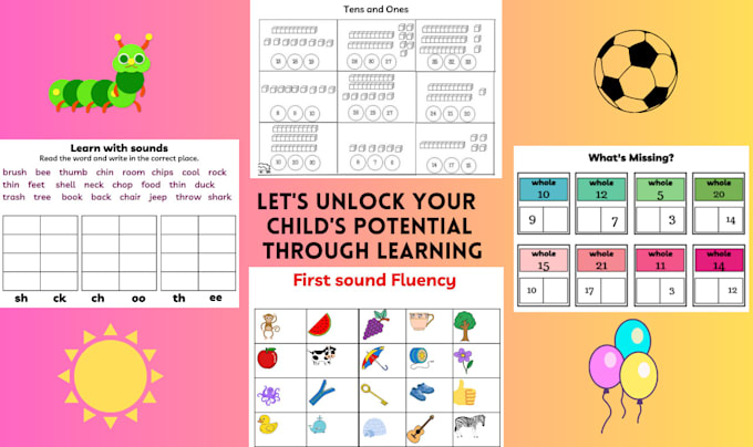 Gig Preview - Design professional kindergarten phonics, math worksheets