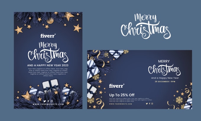 Gig Preview - Create a stunning merry christmas banner and flyer