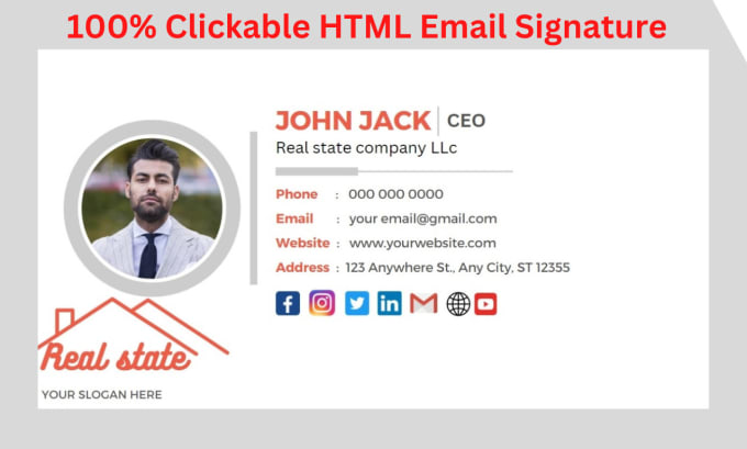 Gig Preview - Make professional and clickable HTML email signature