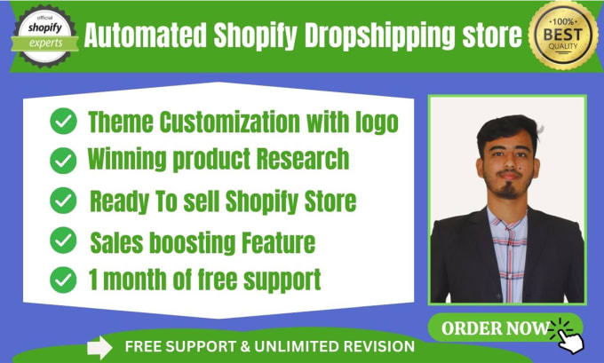 Gig Preview - Design automated shopify dropshipping store shopify website