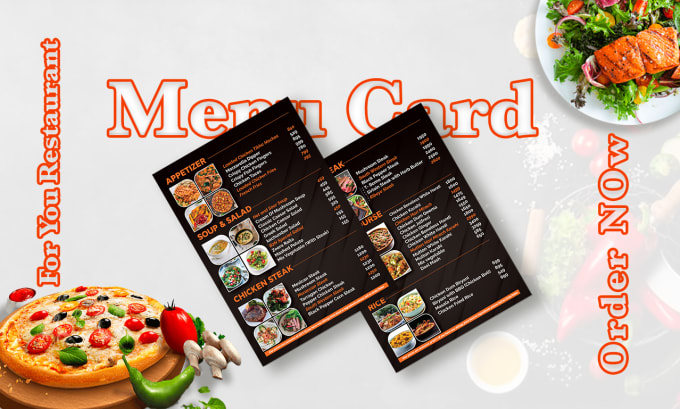 Gig Preview - Design menu cards, food, restaurant flyers, and digital board