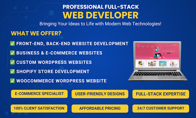 Gig Preview - Do custom website development, develop website as full stack web developer