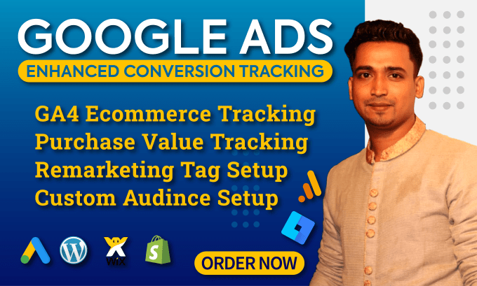 Gig Preview - Setup ga4 ecommerce tracking and google ads enhance conversion