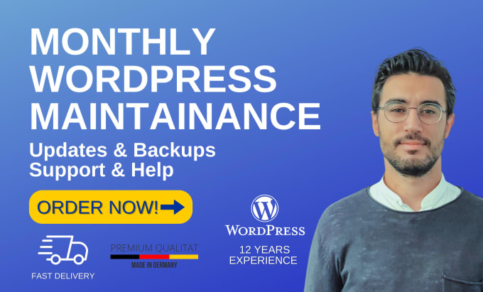 Gig Preview - Provide monthly wordpress support and maintenance