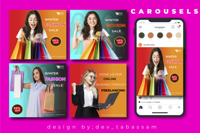 Gig Preview - Design attractive facebook and instagram carousel