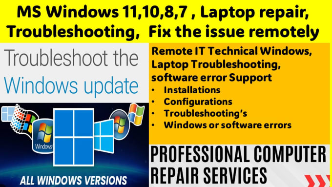 Gig Preview - Install, repair, and fix the windows, laptop, PC, and software issues remotely