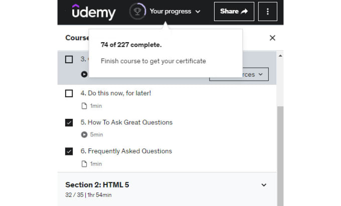 Gig Preview - Send you code to reset the progress on your udemy course