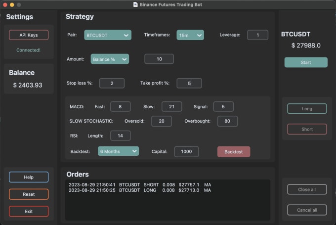 Gig Preview - Develop a crypto trading bot