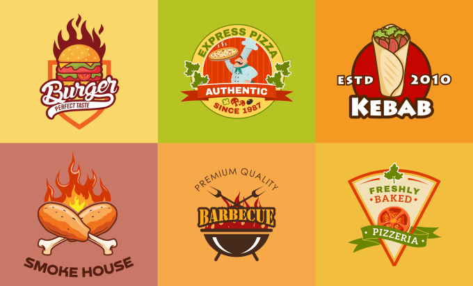 Gig Preview - Create unique pizza, burger, steak, snack, and bbq restaurant logo