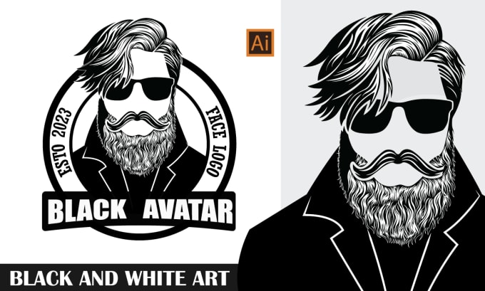 Gig Preview - Do a black and white manual vector face portrait logo silhouette or stencil art