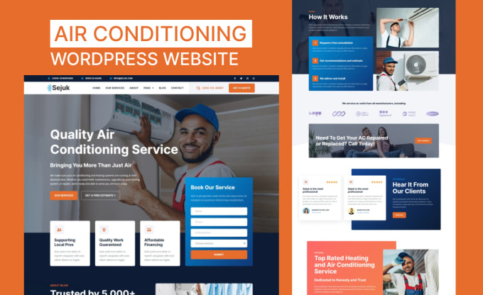 Gig Preview - Create hvac or handyman services and plumbing wordpress website