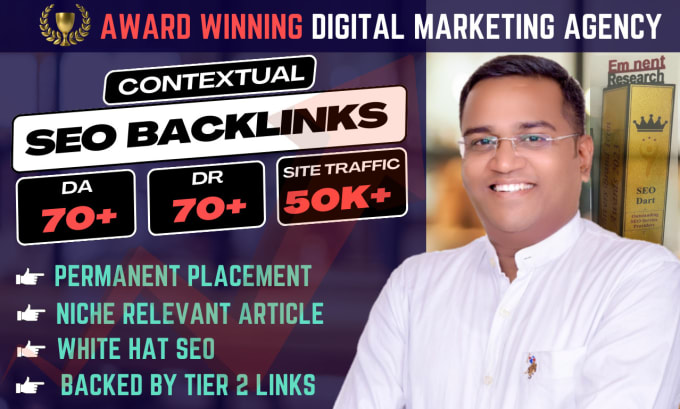 Gig Preview - Our agency will do link building with high da white hat contextual backlinks for google ranking