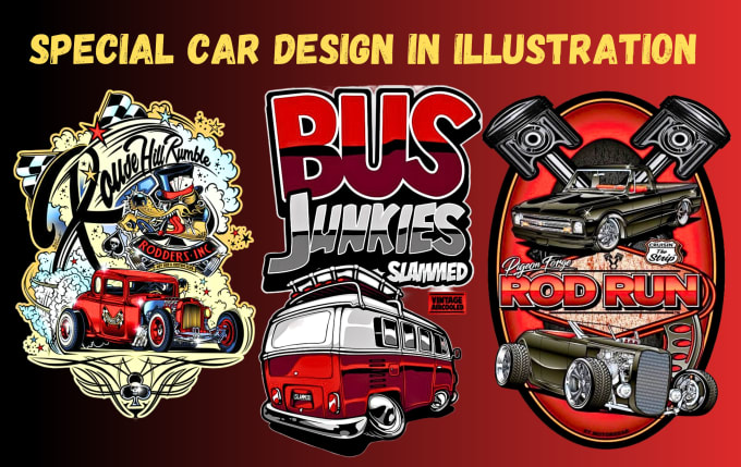 Gig Preview - Specially design your car vector illustration, car t shirt design