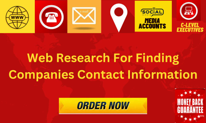 Gig Preview - Do web research for finding companies contact information