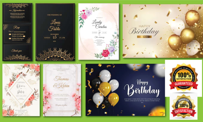 Gig Preview - Design an invitation, wedding, birthday and greeting card within 2 hours