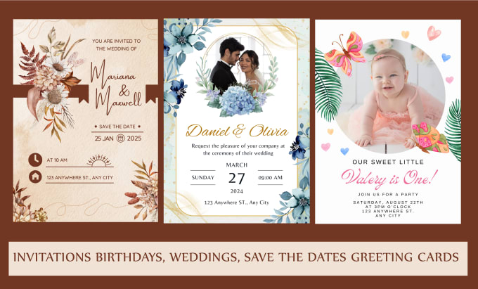 Gig Preview - Pro invitations birthdays, weddings, save the dates cards