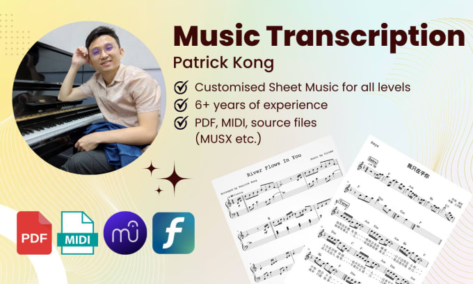 Bestseller - transcribe piano sheet music, midi of any piece, song, audio