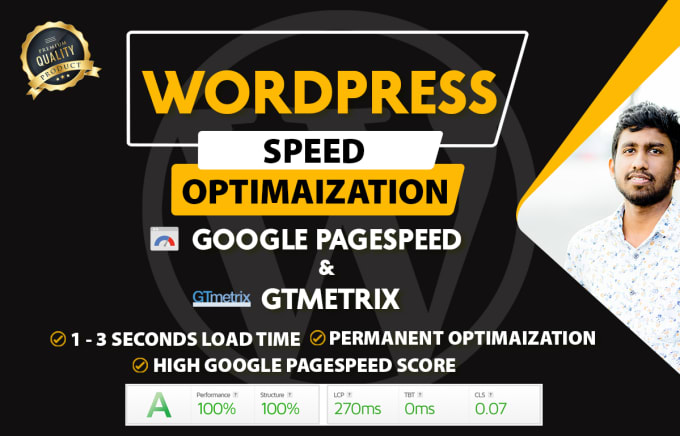 Gig Preview - Increase wordpress speed optimization with gtmetrix, google pagespeed insights