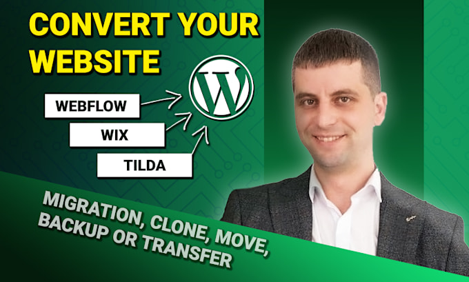 Gig Preview - Transfer wix, webflow, tilda to wordpress using elementor