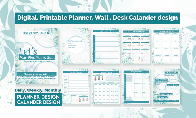 Gig Preview - Do printable planners, digital planners, journals, walls, desk calander design