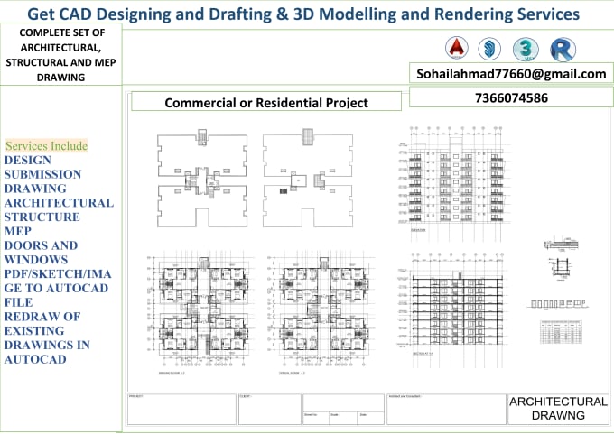 Gig Preview - Be your architectural draftsman and make  drawings in autocad