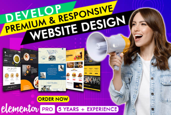 Gig Preview - Design website for your business, portfolio, beauty, construction with elementor