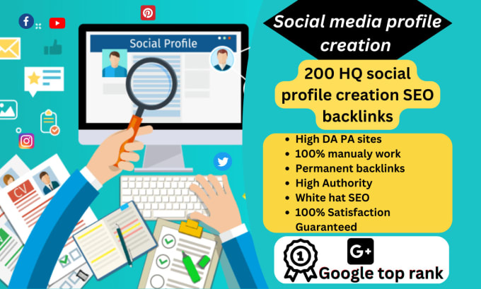 Gig Preview - Provide 200 HQ social profile creation SEO backlinks for your website