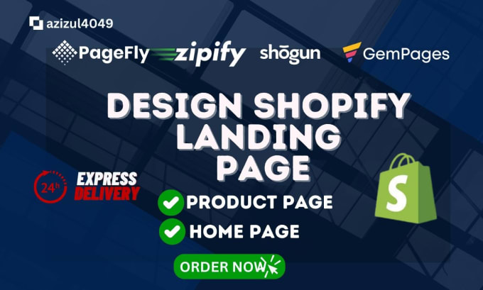 Gig Preview - Design shopify landing page by pagefly gempages shogun zipify