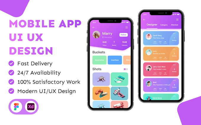 Bestseller - create UI UX design for mobile app or any mobile app design in figma