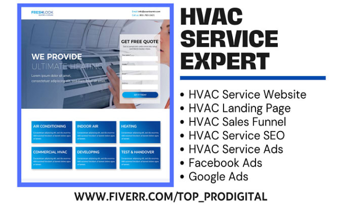 Gig Preview - Generate hvac leads build hvac landing page hvac website hvac sales funnel