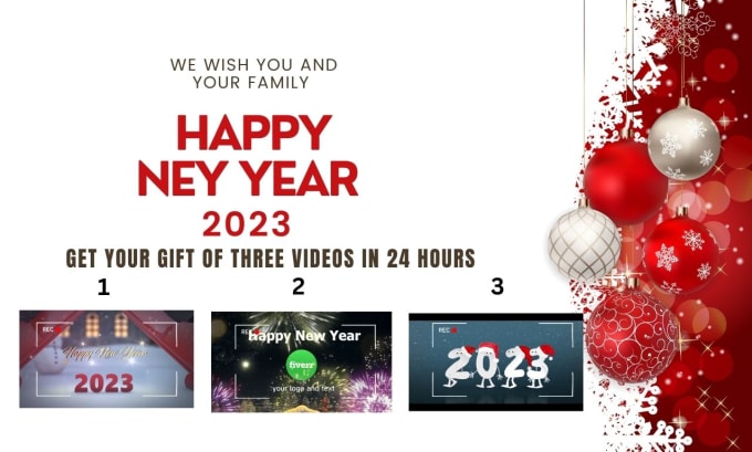 Gig Preview - Make 3 unique happy new years 2024 videos in 24 hours