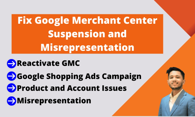 Gig Preview - Fix google merchant center suspension, misrepresentation, and setup shopping ads