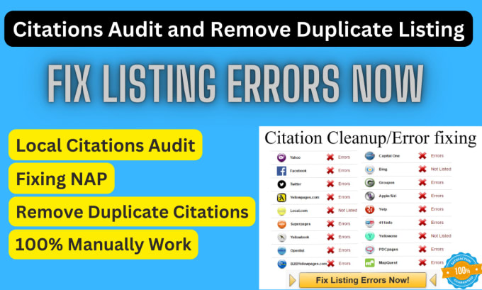 Gig Preview - Do citations audit and remove duplicate listings