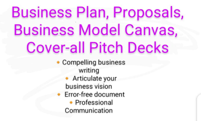 Gig Preview - Develop business plan, proposal, model canvas, pitch deck