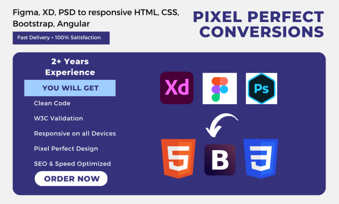 Gig Preview - Convert psd to html, figma to html css responsive design