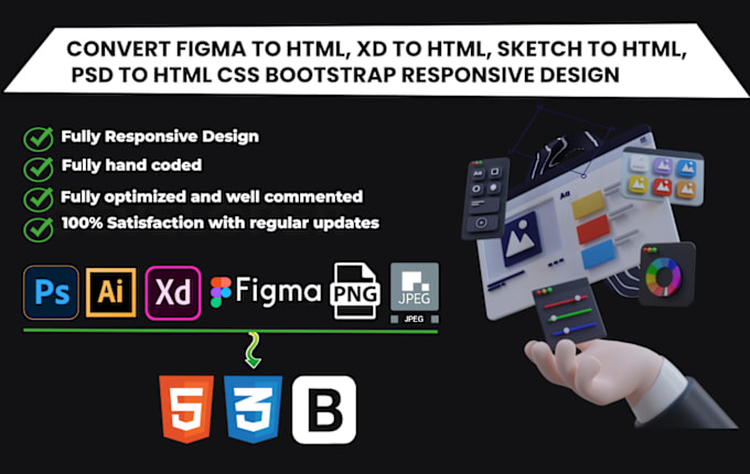 Gig Preview - Convert psd to HTML, xd to HTML, figma to HTML css bootstrap website design