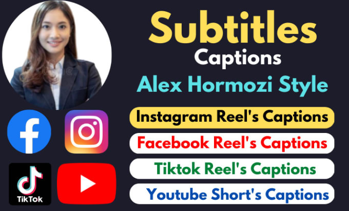 Gig Preview - Add instagram, fb, tiktok reels or yt shorts subtitle caption alex hormozi style