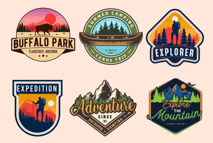 Gig Preview - Create retro adventure outdoor camping badge logo or t shirt