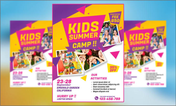 Gig Preview - Do summer camp, kids festival and educational flyer design