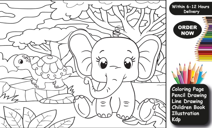 Gig Preview - Coloring book for kids and line drawing from any object