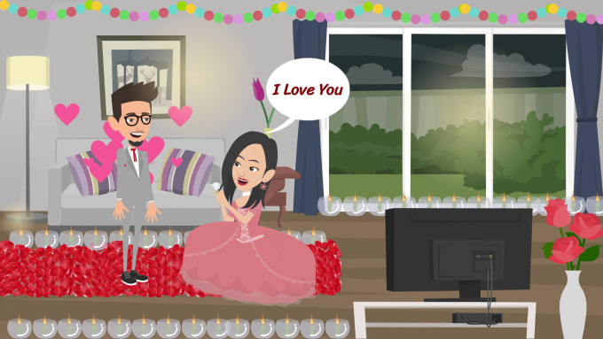 Gig Preview - Create amazing animated love story, proposal and wedding invitation video