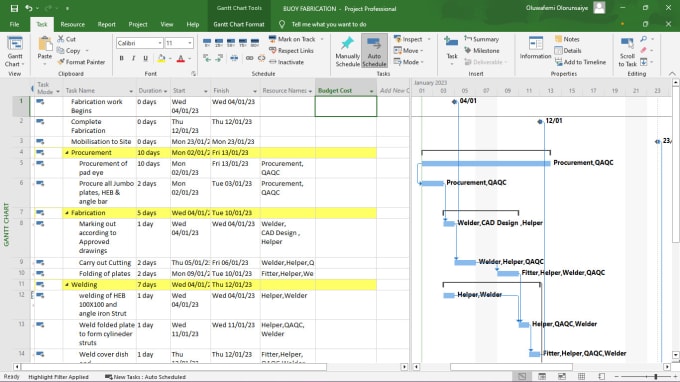 Gig Preview - Schedule your project in msproject, primavera or excel