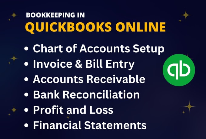 Gig Preview - Do accounting and bookkeeping in quickbooks online with income statement