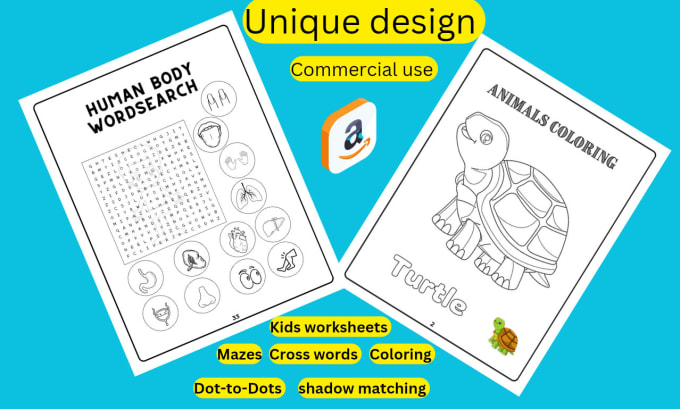 Gig Preview - Kids activity book, coloring pages, kids worksheets for kdp amazon and etsy