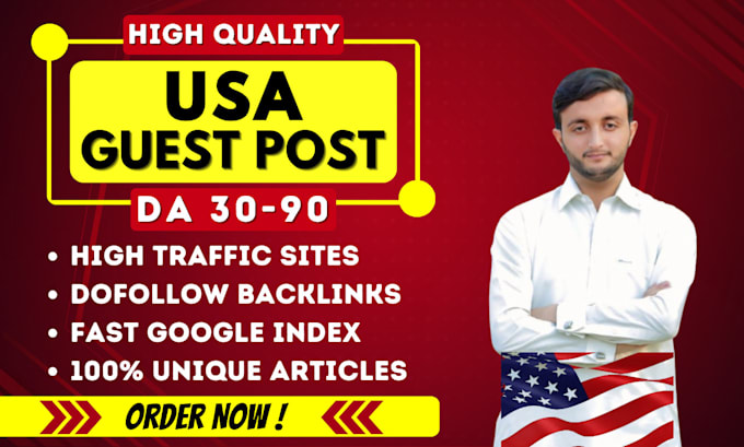 Gig Preview - Publish USA guest post with USA dofollow backlinks, USA guest post