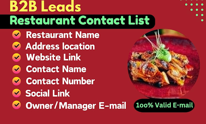 Gig Preview - Do restaurant lead generation with hotel restaurant owner contact list