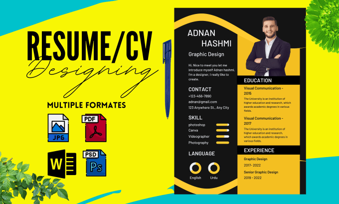 Gig Preview - Design professional CV , resume and cover letters in 24hours