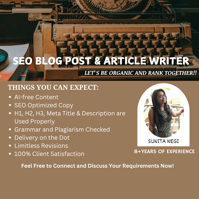 Gig Preview - Be your best SEO blog post and article writer