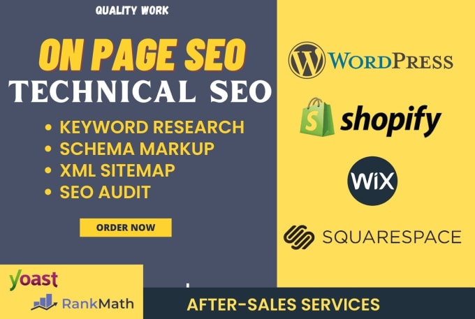 Gig Preview - Do on page SEO for wordpress, shopify, wix, squarespace site