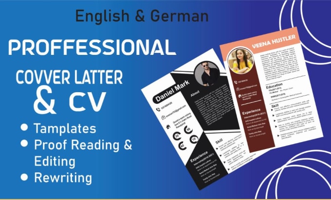 Gig Preview - Design your cover letter and cv in english and german